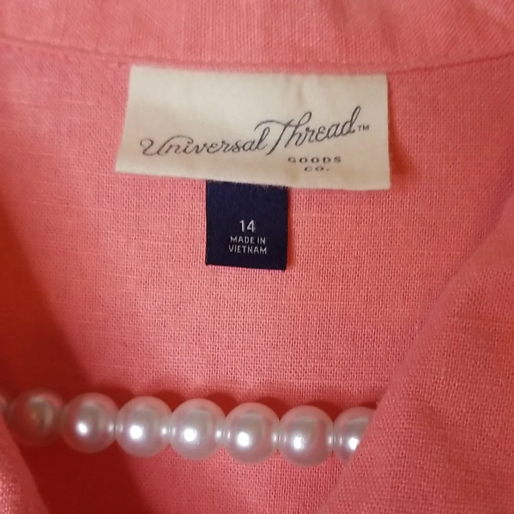 Universal Thread Womens Coral Pink Linen Blend Shortsleeve Romper Shorts Size 14 - Picture 5 of 11